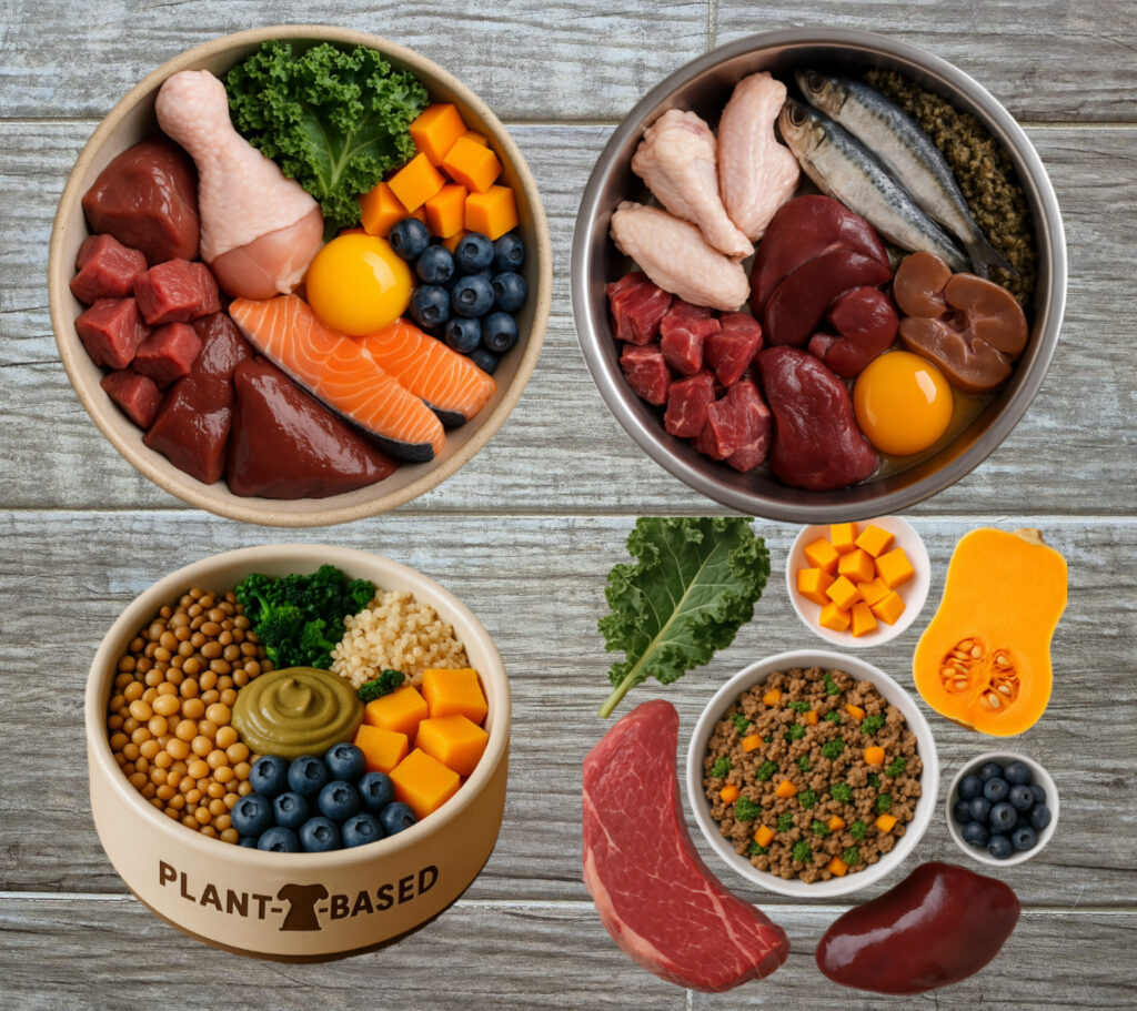 the holistic canine homepage picture with sample bowls